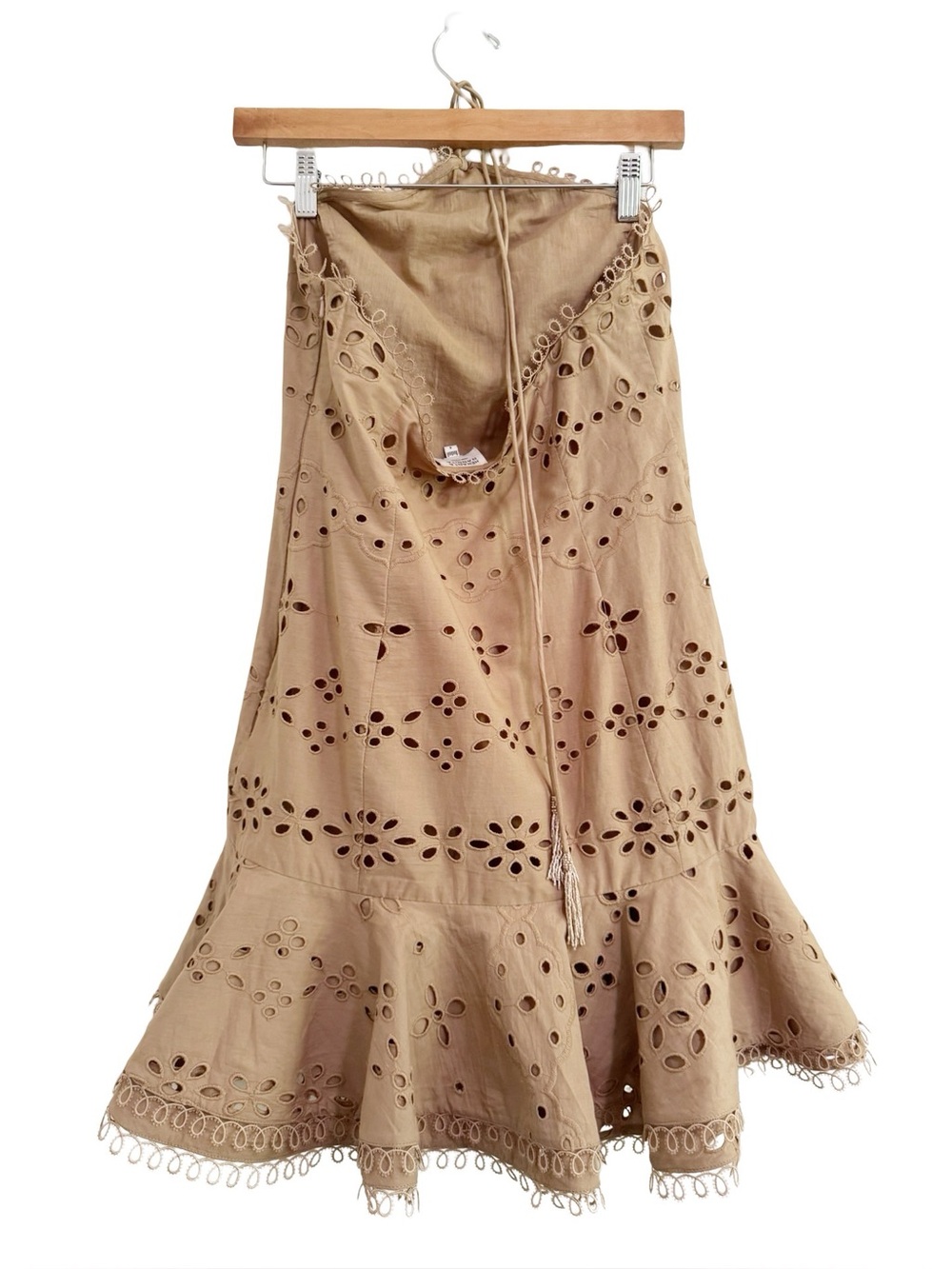 Hemant and Nandita Pahi Schiffli Halter Dress Brown Small - Picture 4 of 16